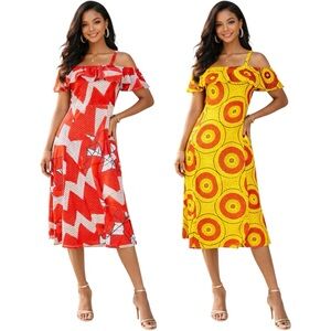 Off The Shoulder Dress Women’s Sundress Midi Dress